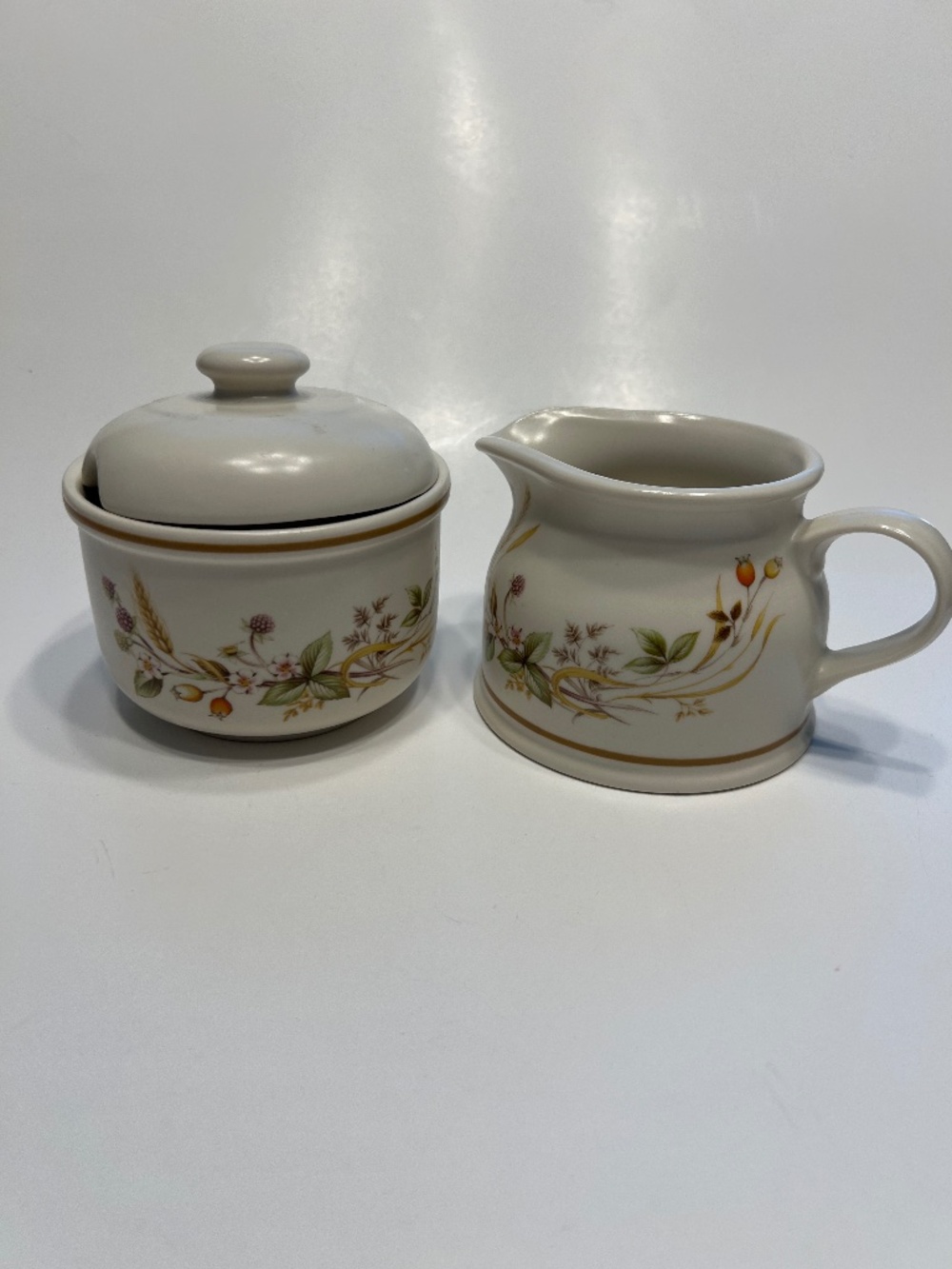 Vintage St Michael Marks & Spencer Harvest Pattern Sugar Bowl  w/Lid & Milk Jug